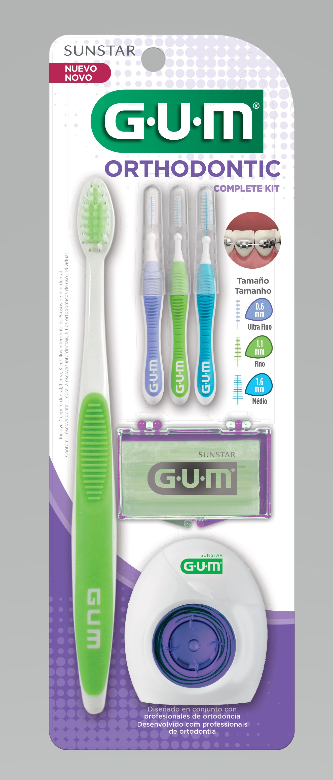 124LC G·U·M Ortho Kit : ชุดแปรงและอุปกรณ์สำหรับผู้จัดฟัน