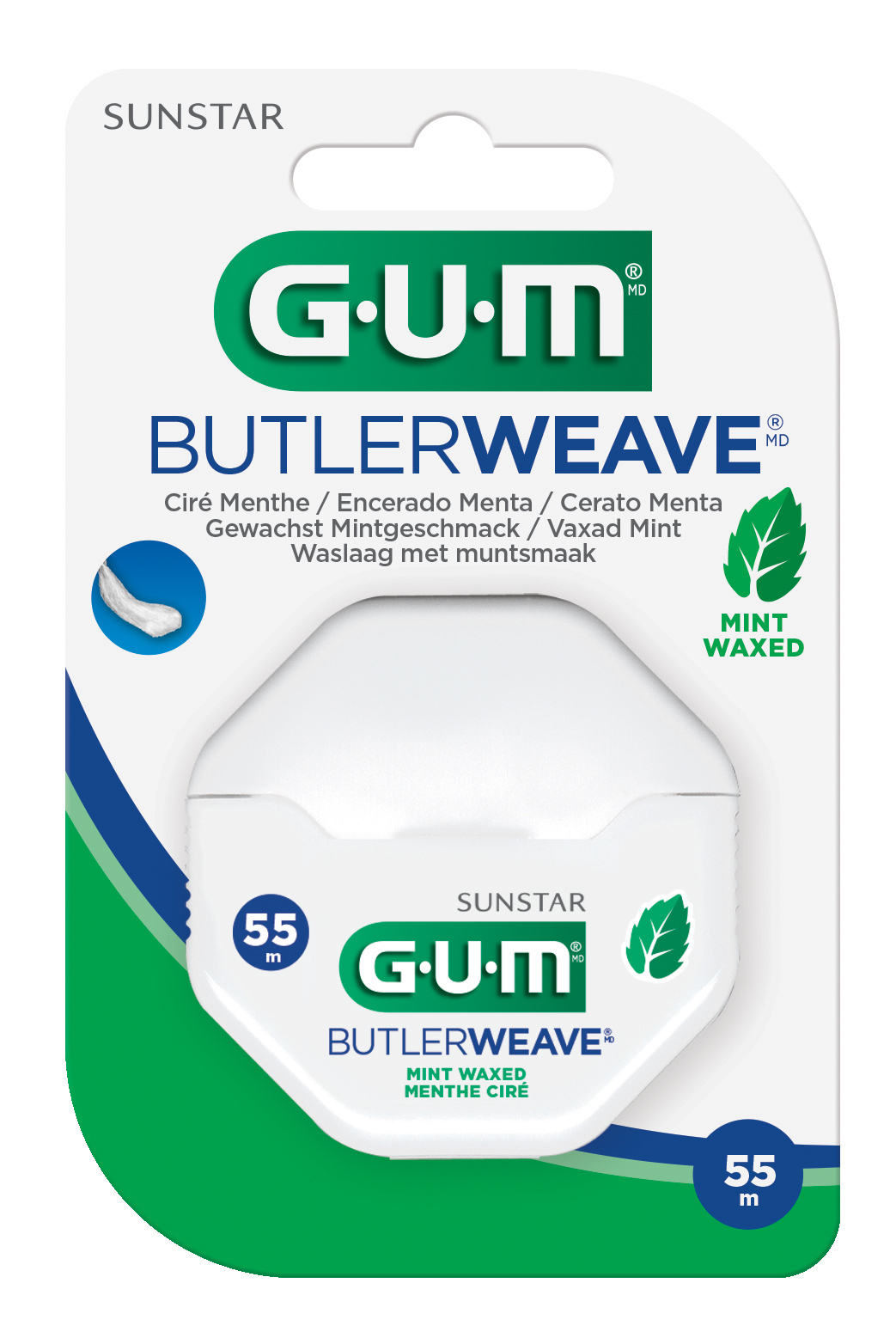 1855 G·U·M ButlerWeave® Wax Mint :ไหมขัดฟันเคลือบรสมินท์ ความยาว 54.86 เมตร (60 หลา)